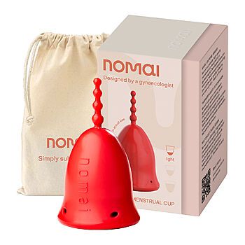 Nomai - Kuukuppi, punainen, ekologinen, kotimainen, vegaaninen, laadukas, silikoninen