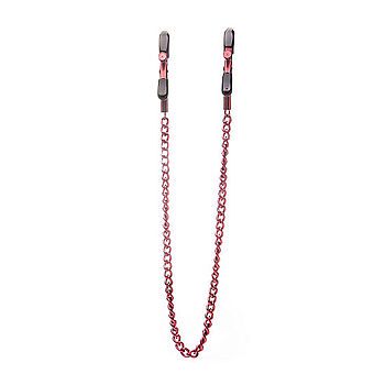 Ouch - Nänninipistimet metalliketjulla, säädettävät, ruostumaton teräs, punainen